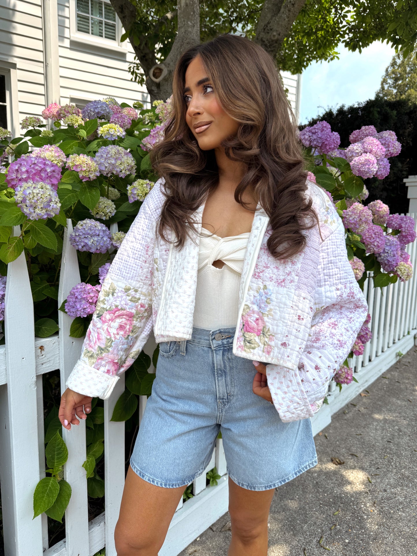 Lacey Floral Vintage Shabby Chic Bespoke Quilted Jacket PREORDER