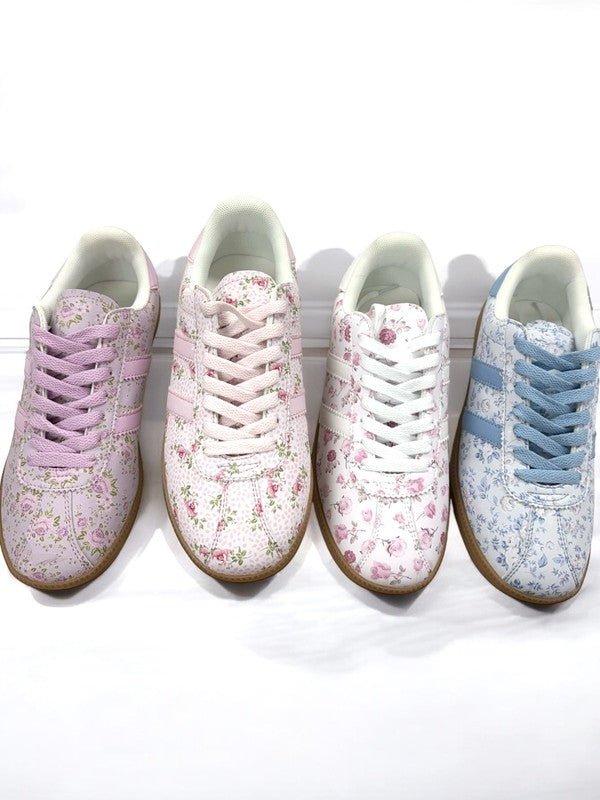 🎀Ribbons & Roses Coquette Sneakers PRE-ORDER - please allow time for arrival-expected August 4th for blue and pink(we do have some pink in house-so email us with any questions)