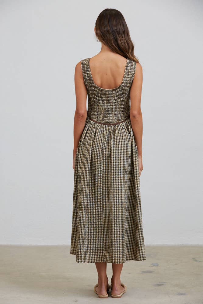 Picnic Cottage Gingham Midi Dress
