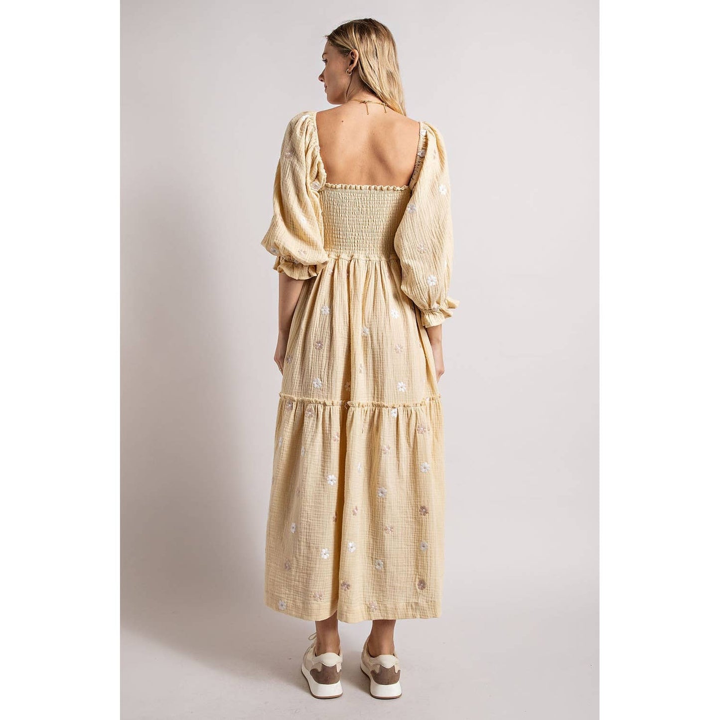 PRE-ORDER SEPTEMBER ARRIVAL Worthy GAUZE EMBROIDERY SMOCKING TIERED DRESS (estimated end of September )