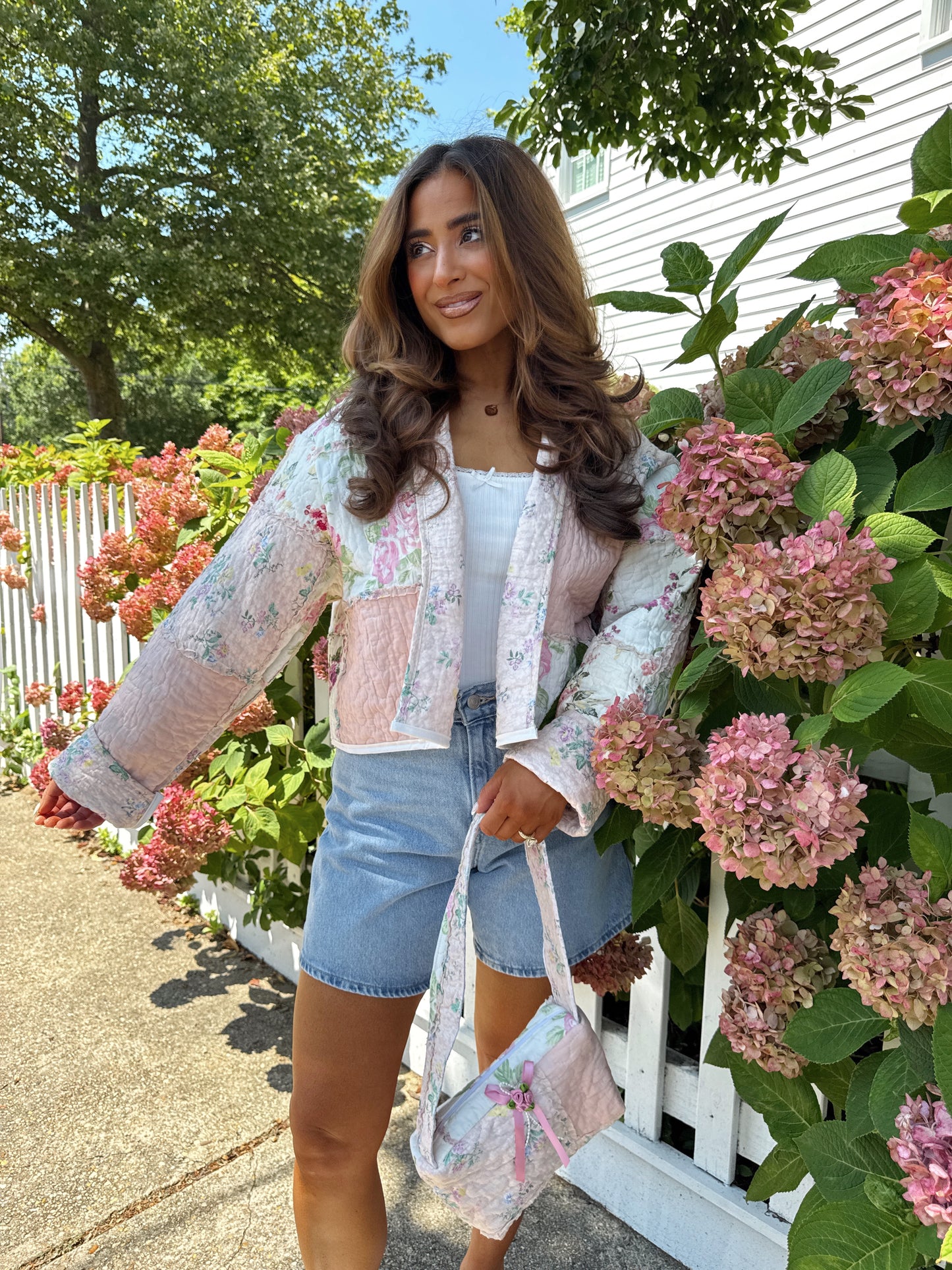 Cotton Candy Dreams Floral Vintage Shabby Chic Bespoke Quilted Jacket PREORDER
