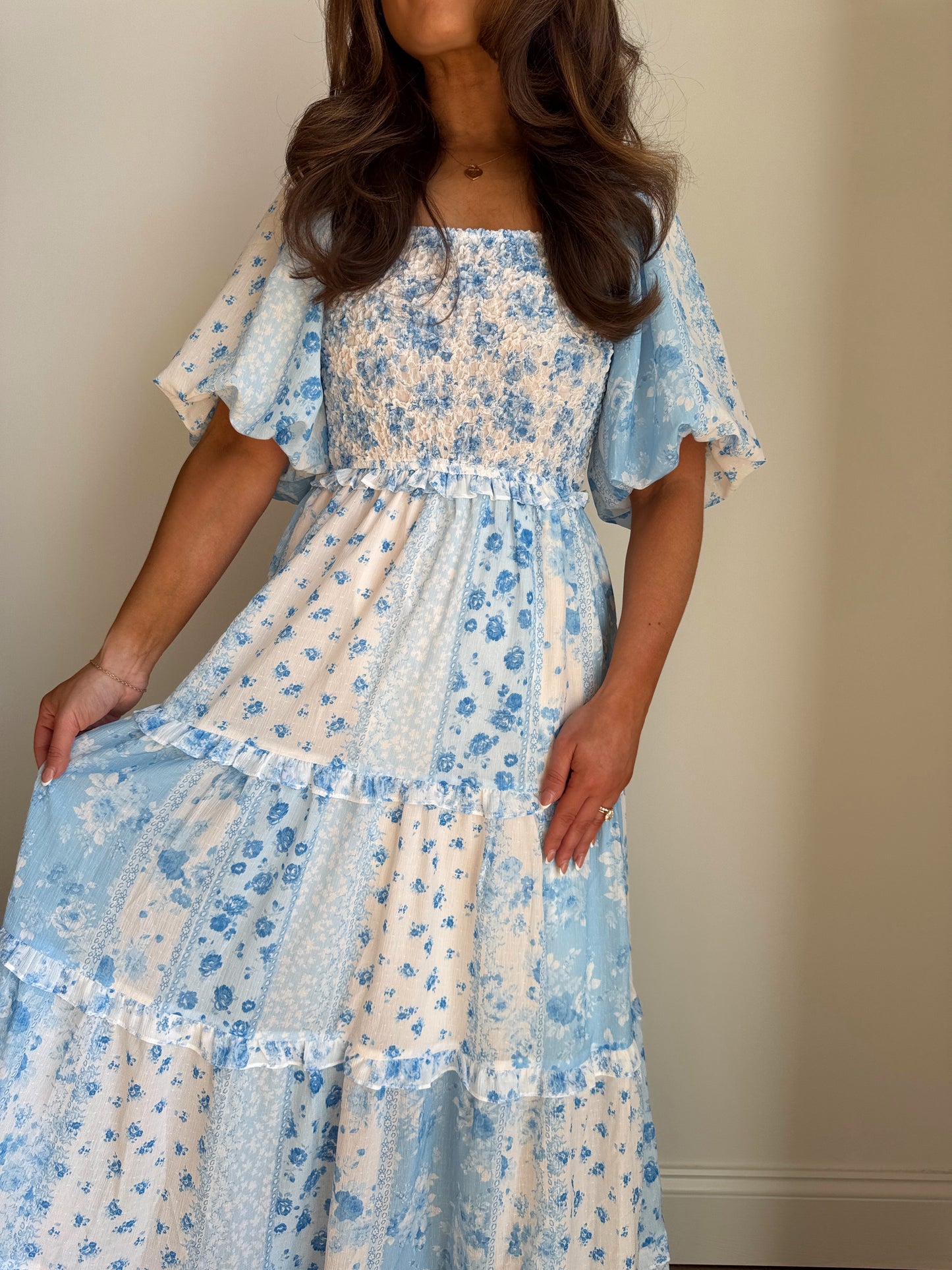 Cinderella Puff Sleeve Floral Midi Dress PRE-ORDER 5/1