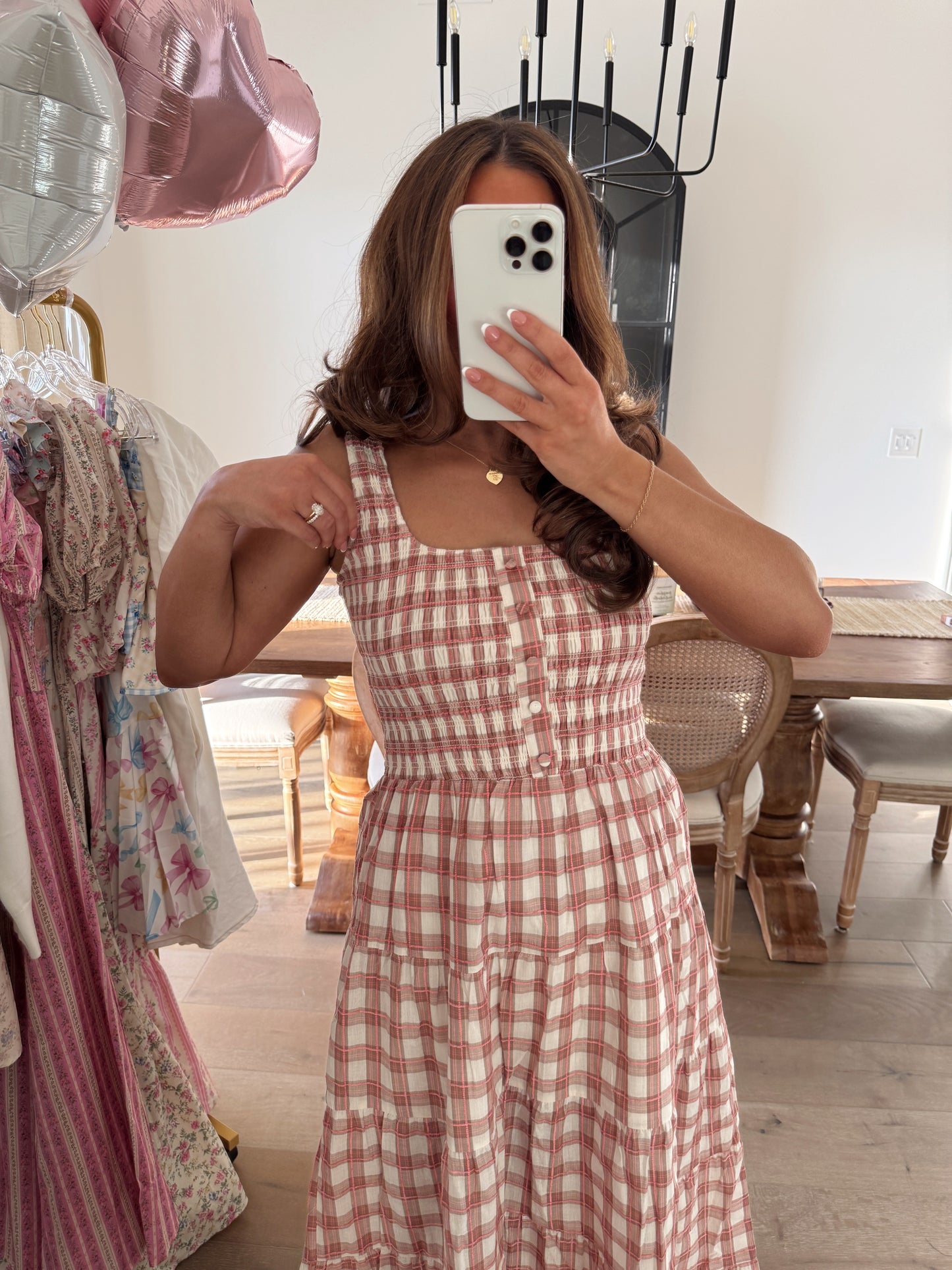 Gardenia Gingham Midi Dress