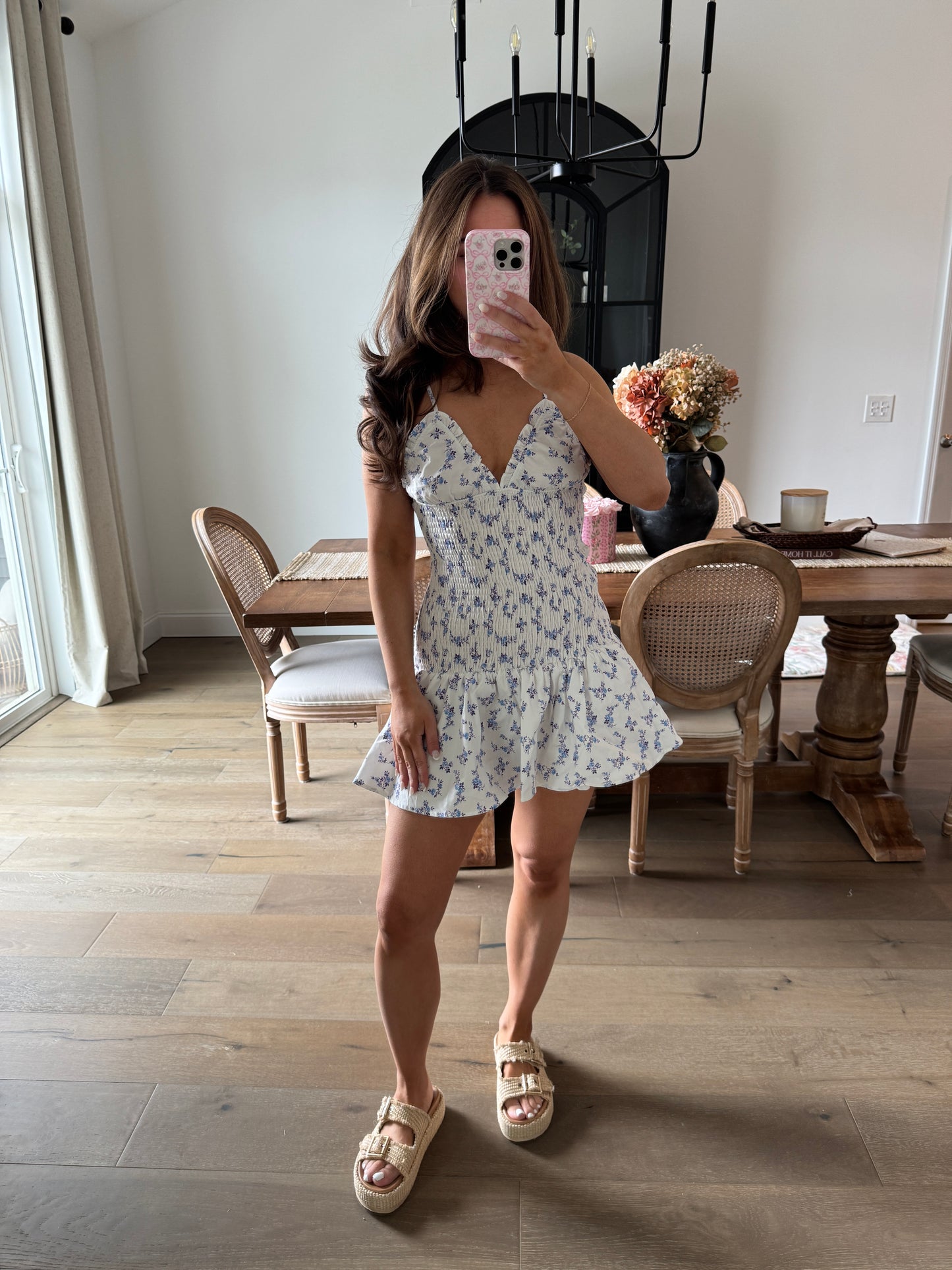 Zara blue floral mini dress
