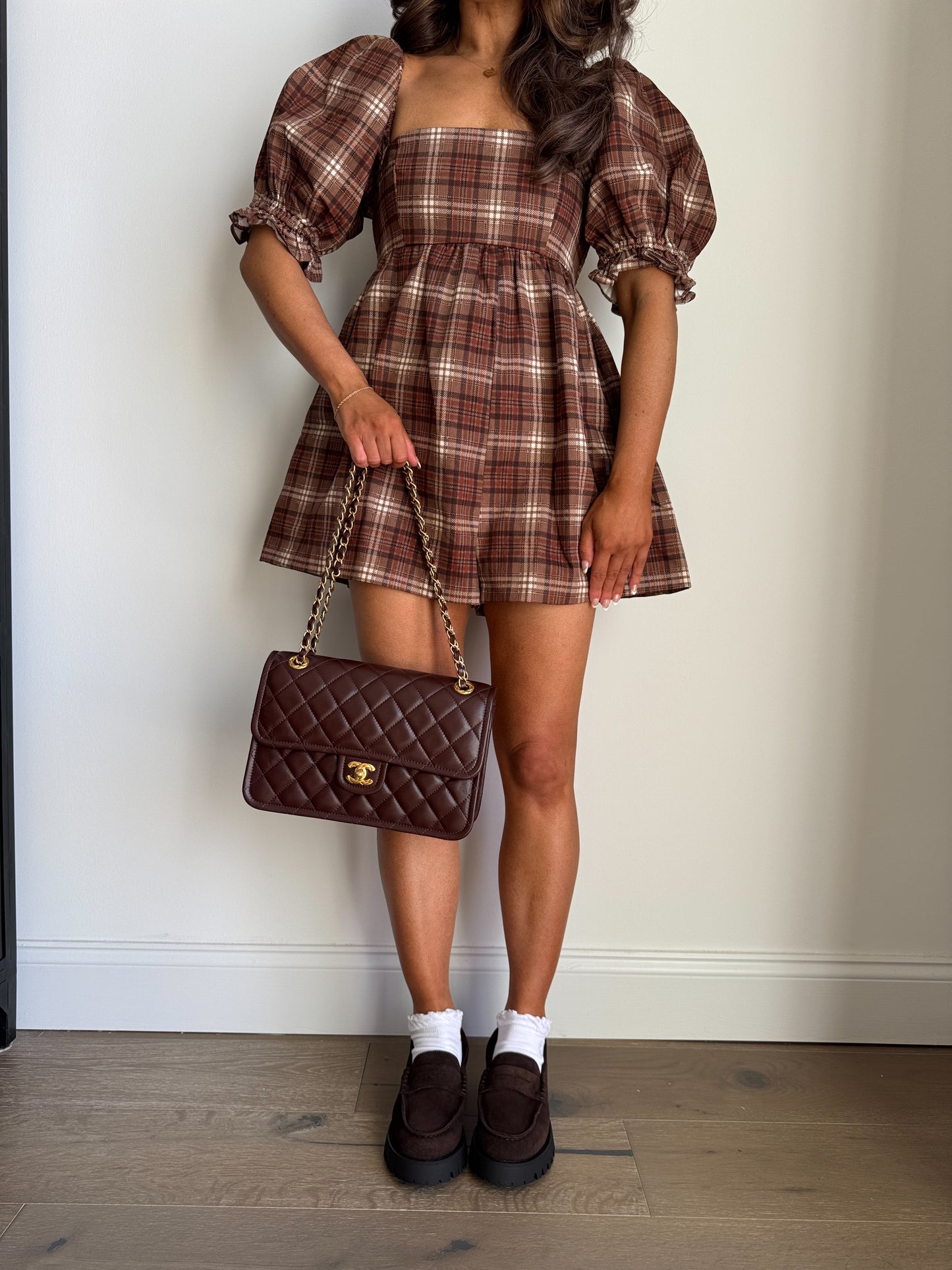 Caramel Crisp Gingham Romper (can’t restock) 🤎🐻