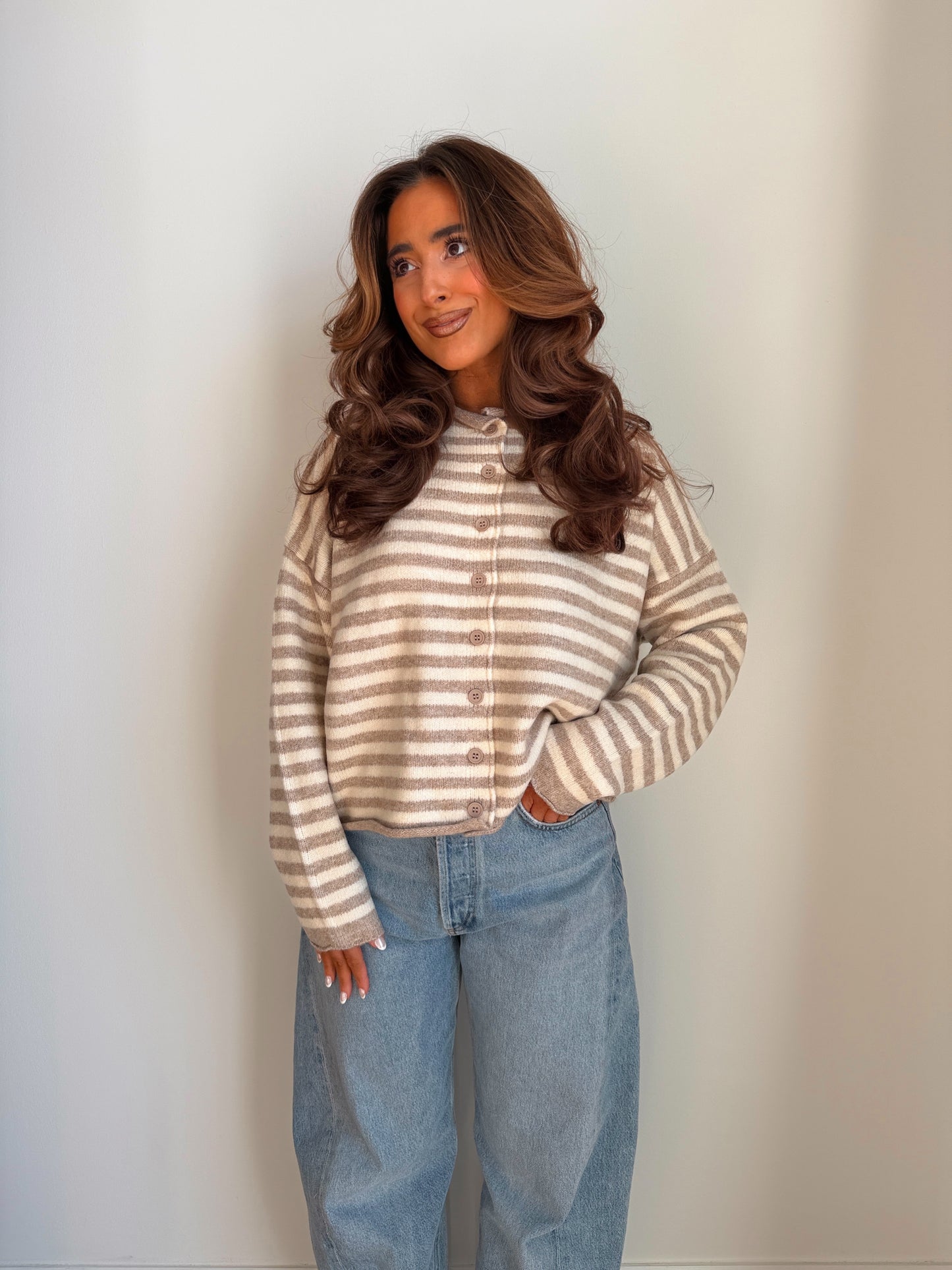Cozy Days Neutral Striped Cardigan