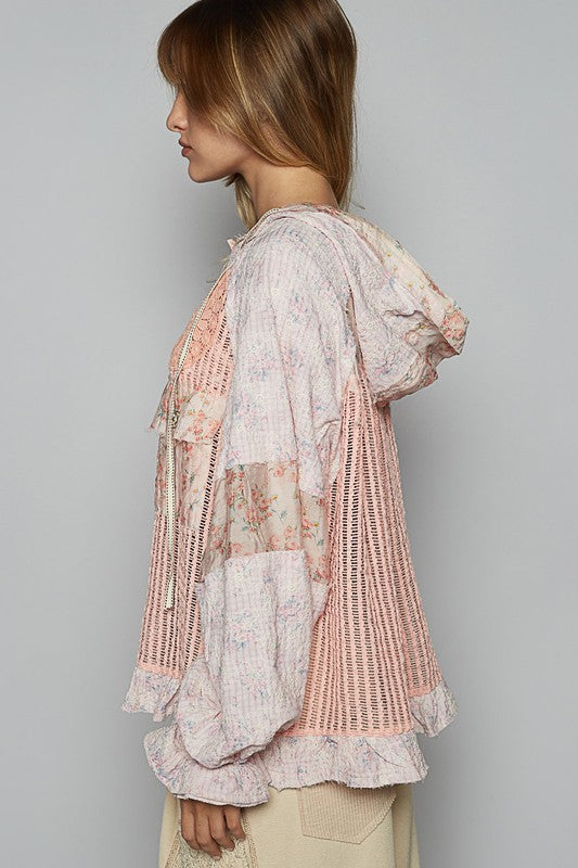 All Peachy, Darling Hooded Lightweight Jacket Knit