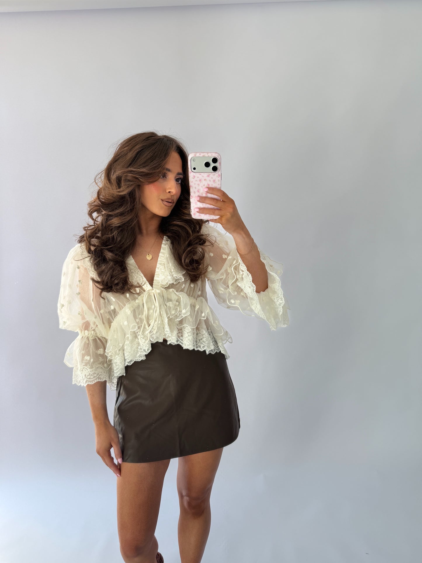 Cocoa Leather Skort