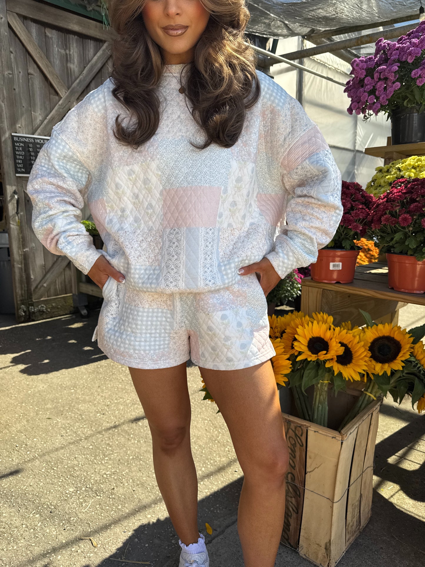 Shades Of Blue Quilted Pastel Sweatshirt