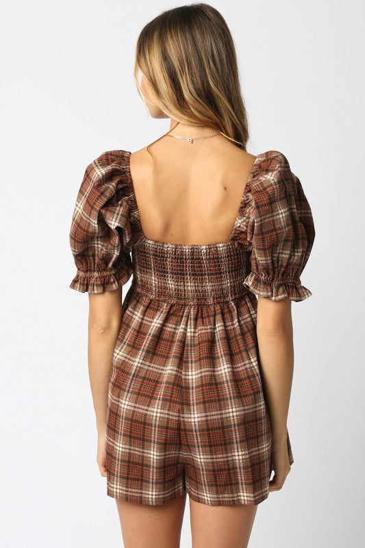Caramel Crisp Gingham Romper (can’t restock) 🤎🐻