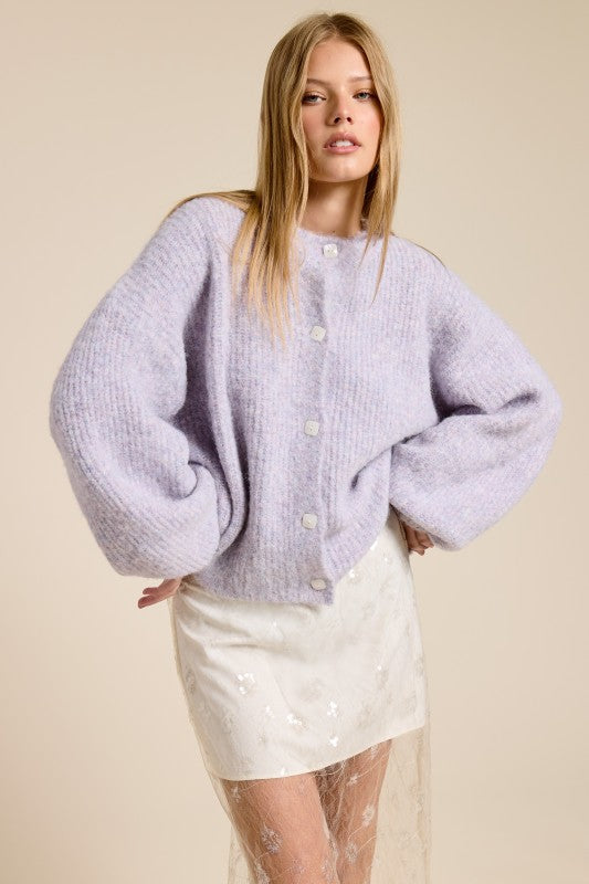 Mocha Cozy Cardigan (Lilac)