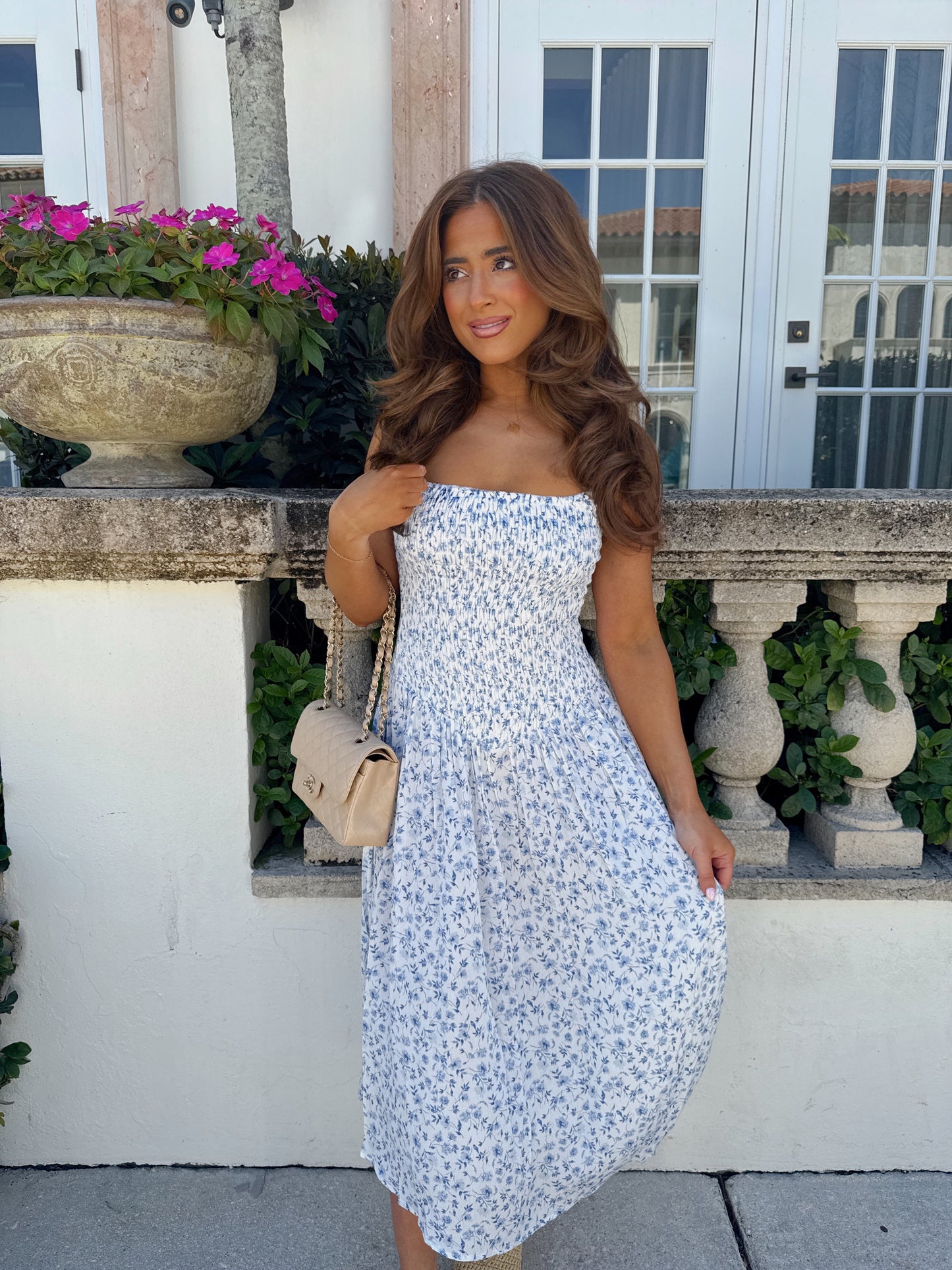 Dainty & Darlin Floral Smocked Midi