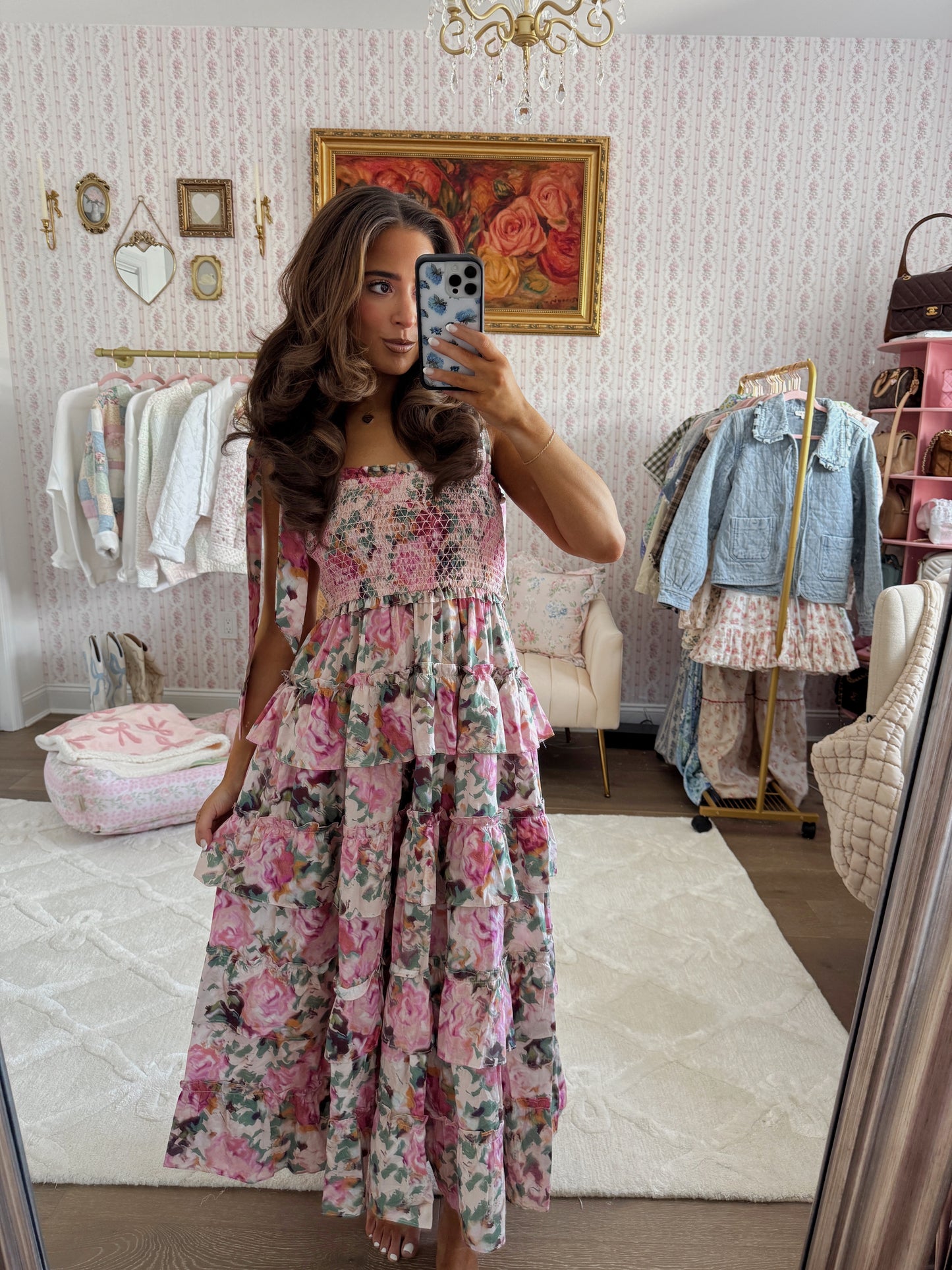 Berries & Cream Floral Midi Dress