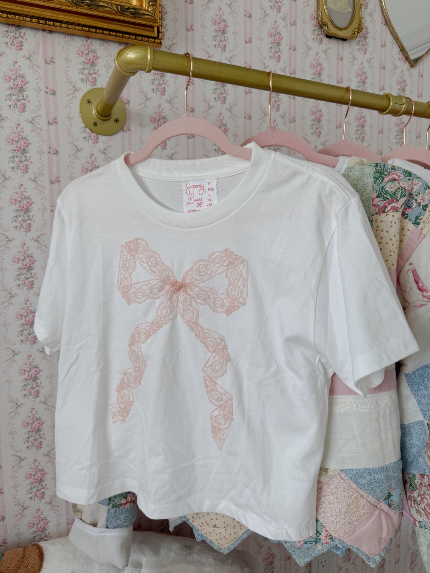 Sweet Peony Lace Bow Tee