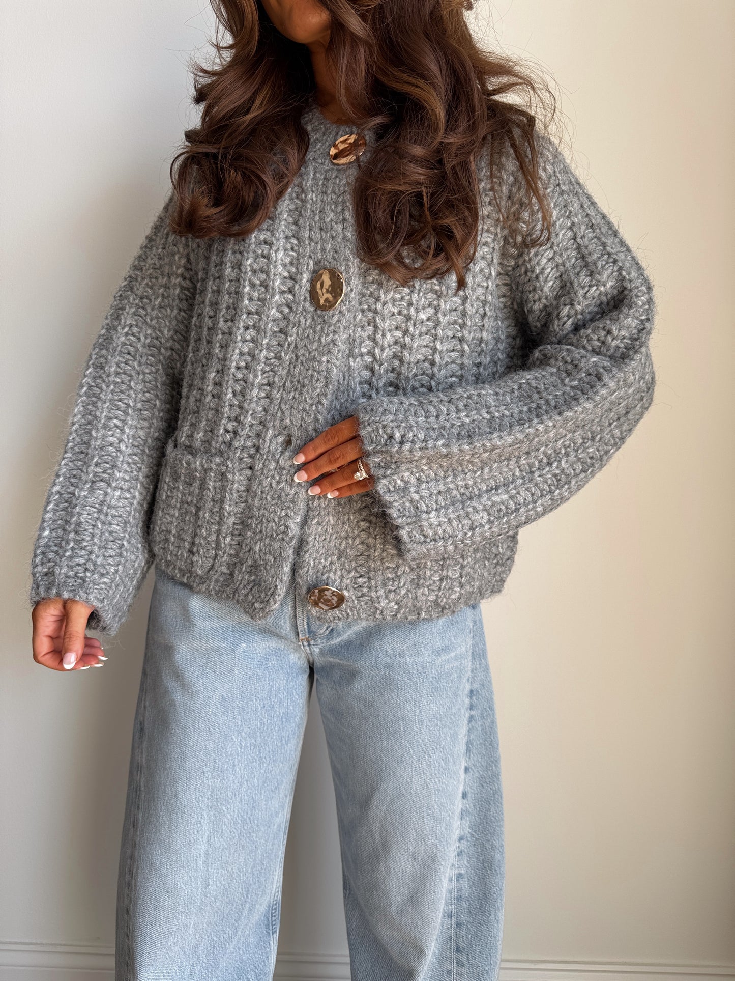 Cozy Autumn Chunky Knit Cardigan (Grey) PRE-ORDER added