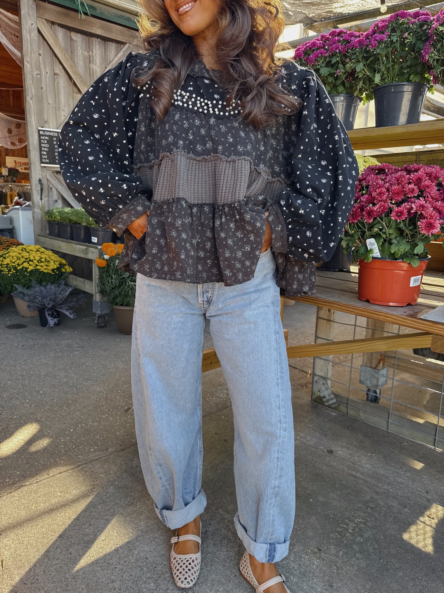 The Willow Balloon Sleeve Top (chocolate)