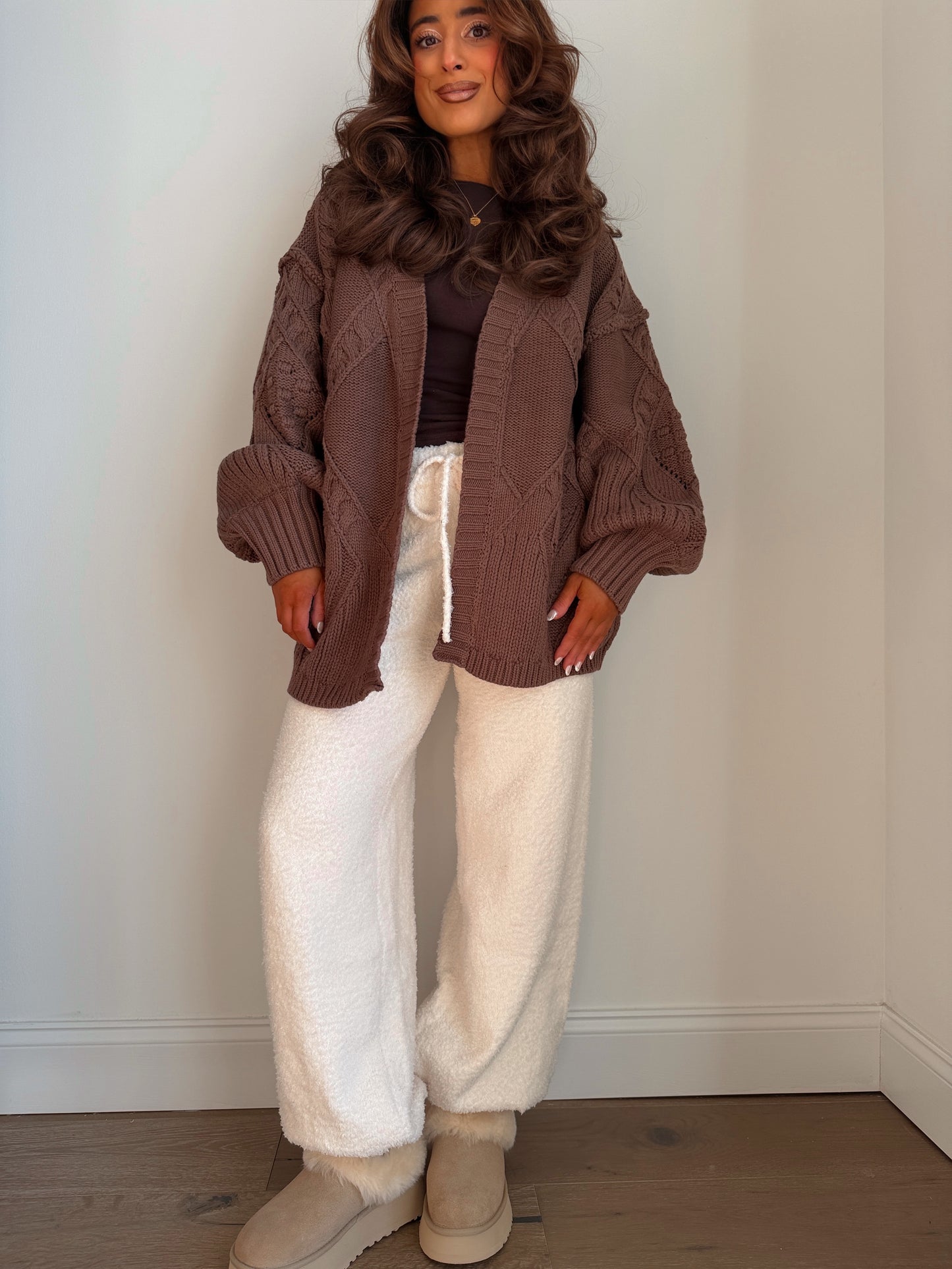 The Snow Waltz Cardigan in Cocoa