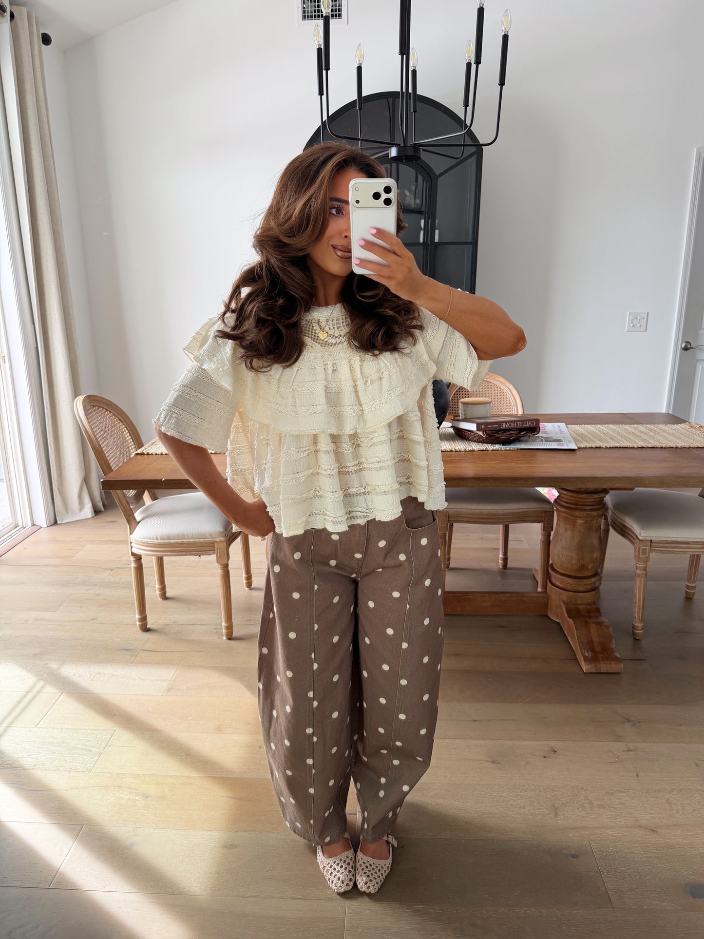 Cocoa Polka Dot Barrel Jeans RESTOCK