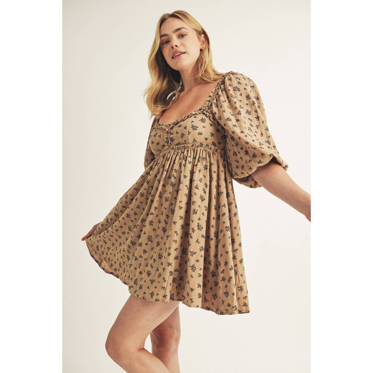 Prairie BOUQUET RUFFLED BABY DOLL MINI DRESS