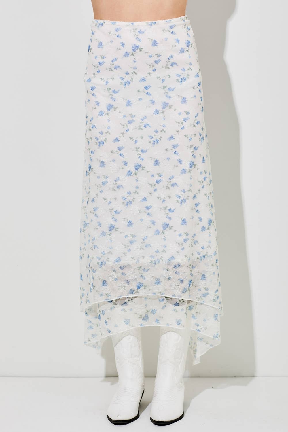 LIBERTY LACE PRINTED FLORAL MIDI SKIRT