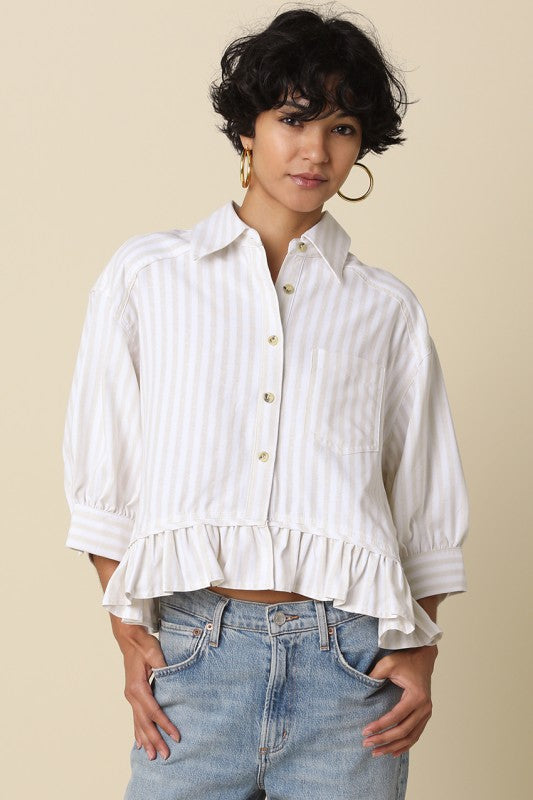 Oat Striped Flowy Top