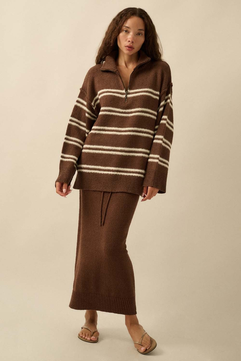 Caramel Cloud Zip Sweater Mocha