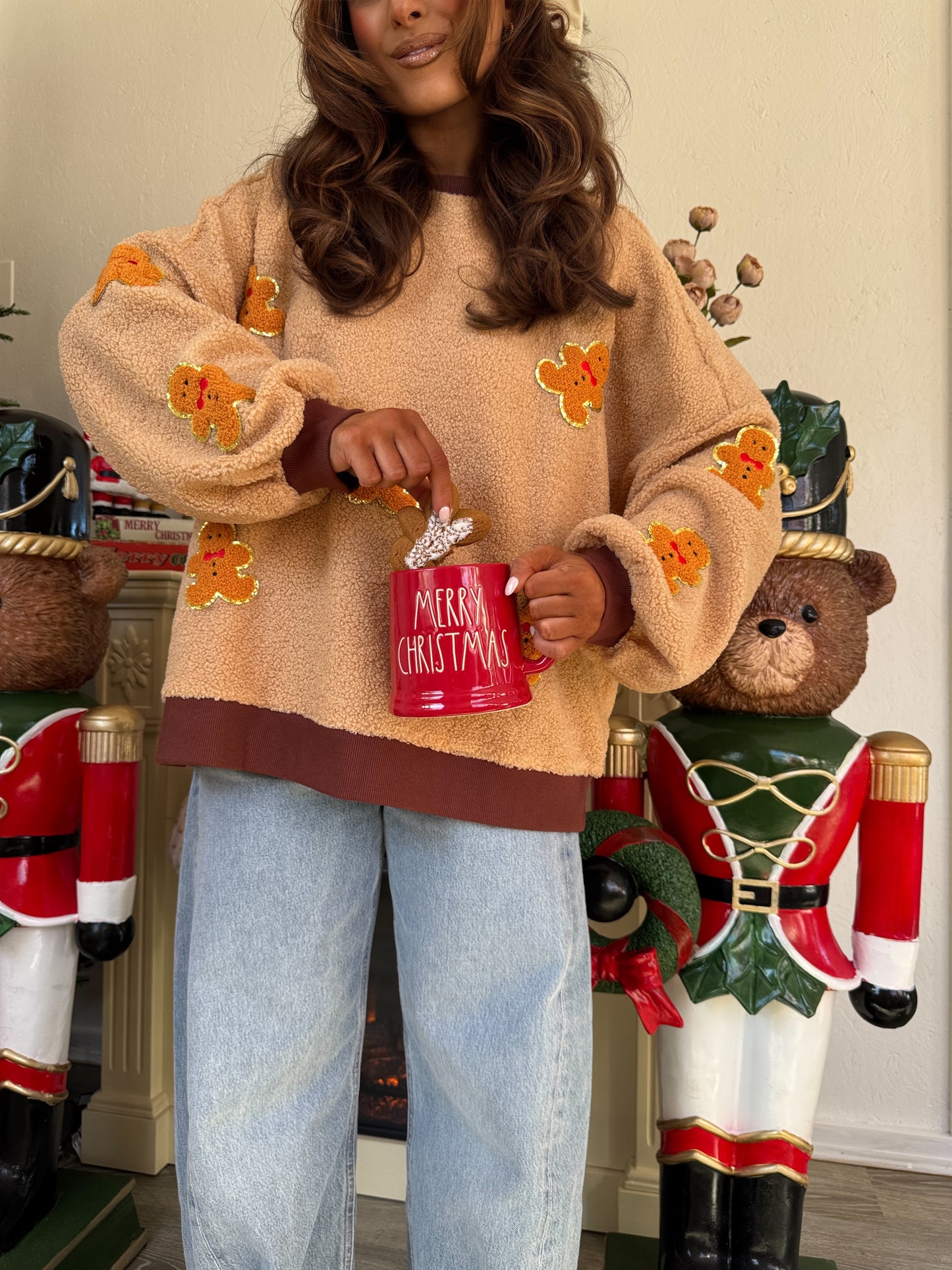 Gingerbread Sherpa Holiday Crewneck PRE ORDER RESTOCK