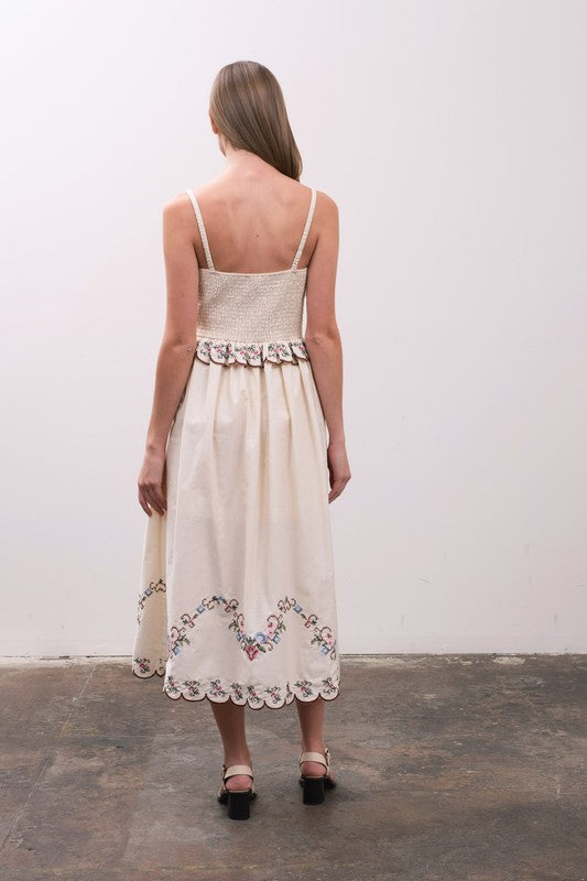 Arendelle Midi Embroidered Dress