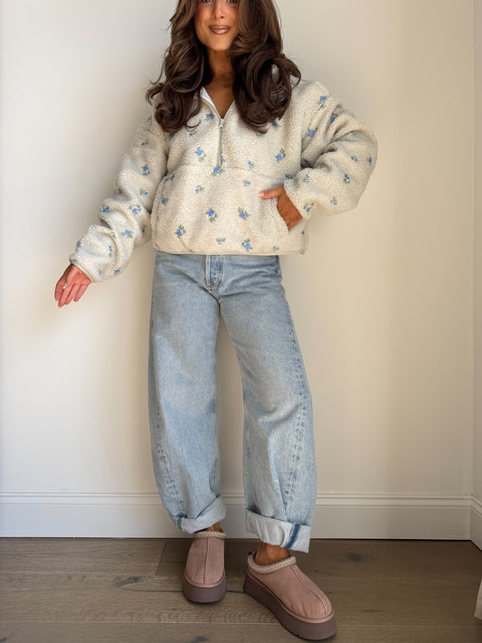 Blueberry Dreams Half Zip Grey 🫐