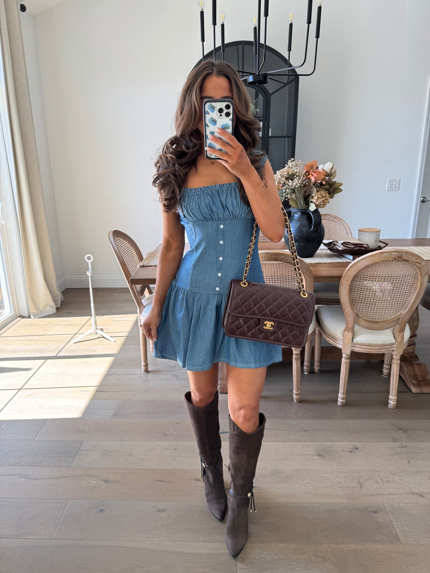 Brown Sugar Denim Mini Dress (light denim)