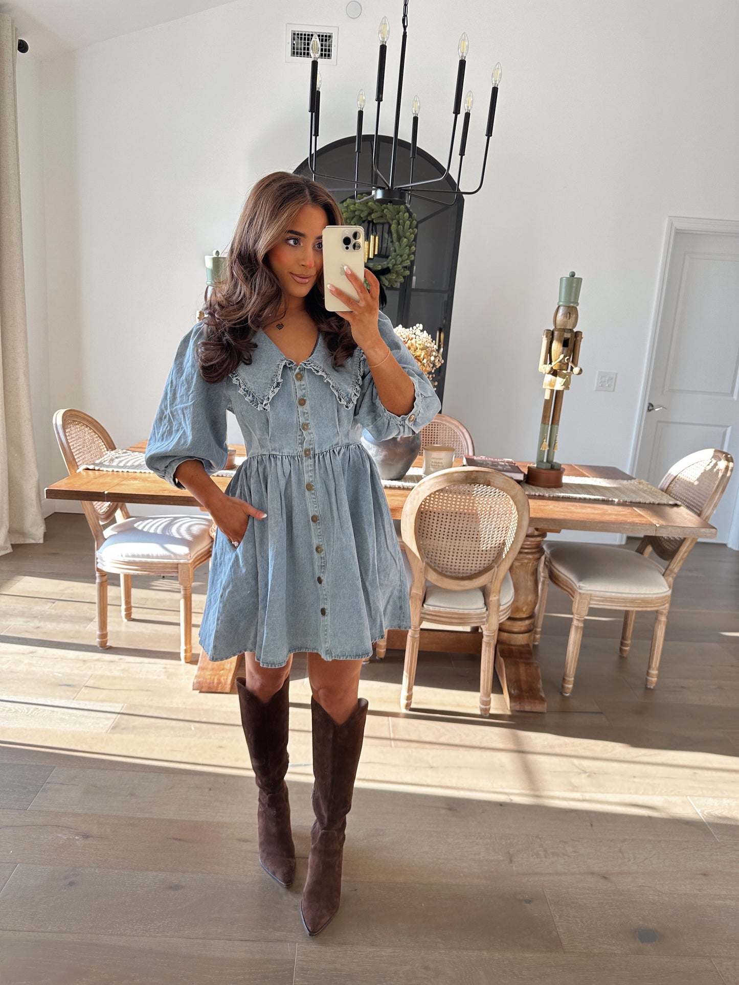Fall Breeze Darling Denim Mini Dress