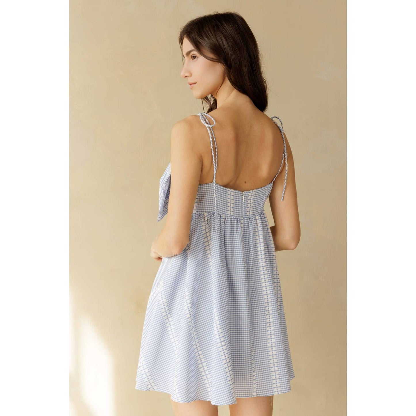 COQUETTE BOW STAR SPANGLED GINGHAM MINI DRESS