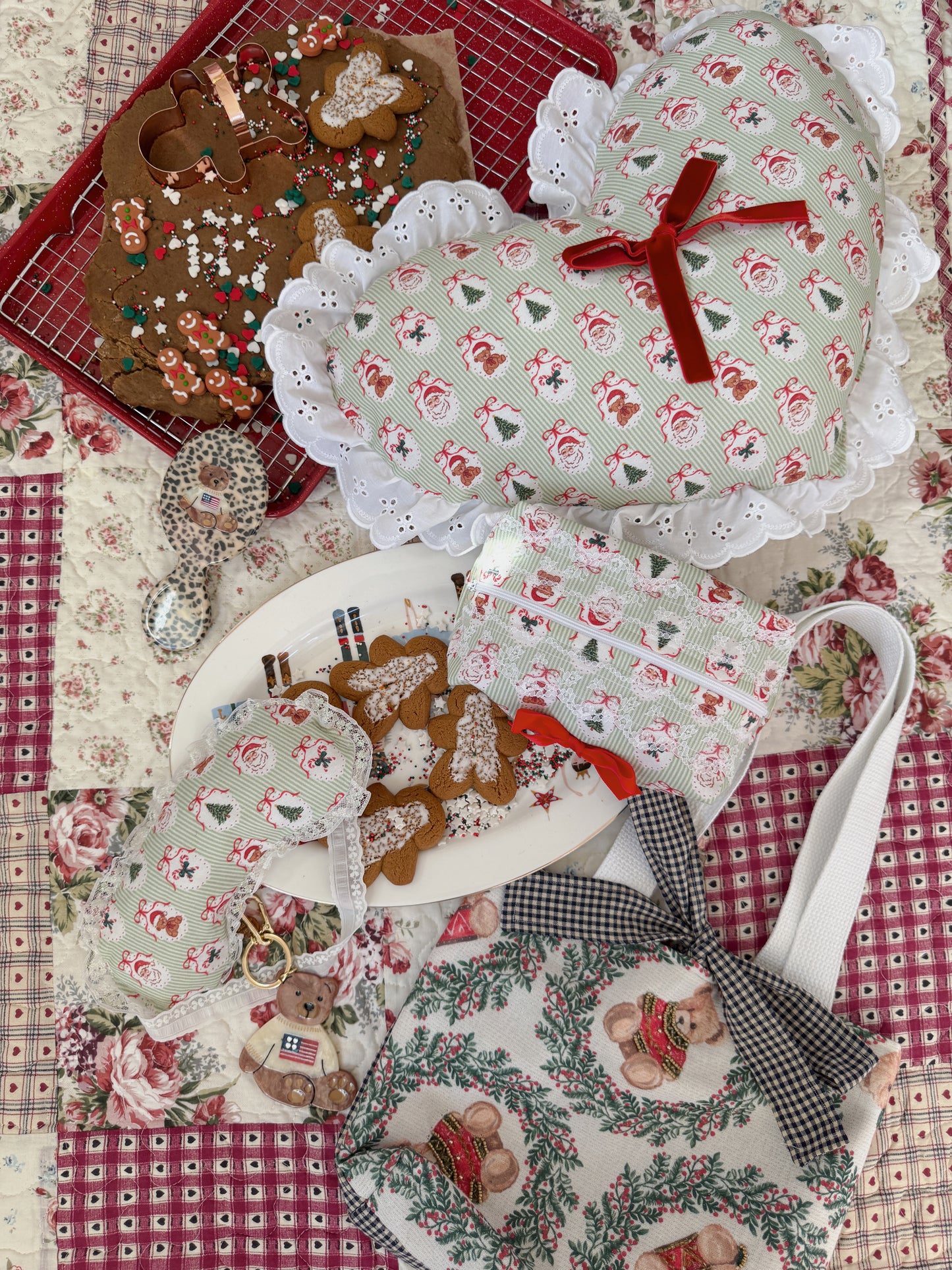 Gingerbread Bear Lane Beaded Tote Bag