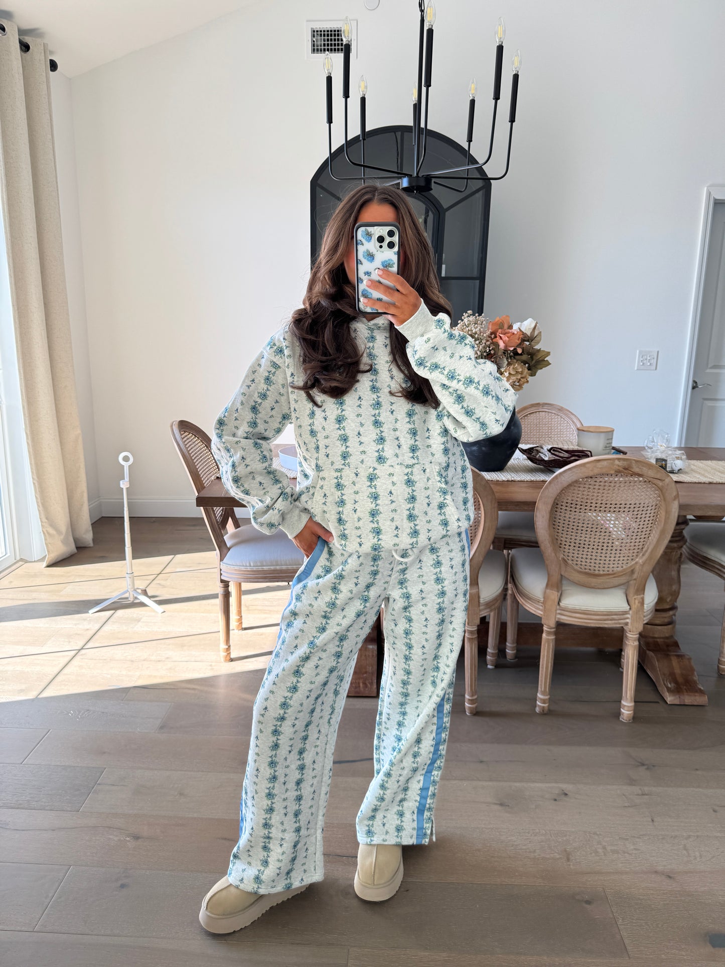 Blueberry Floral hoodie Set