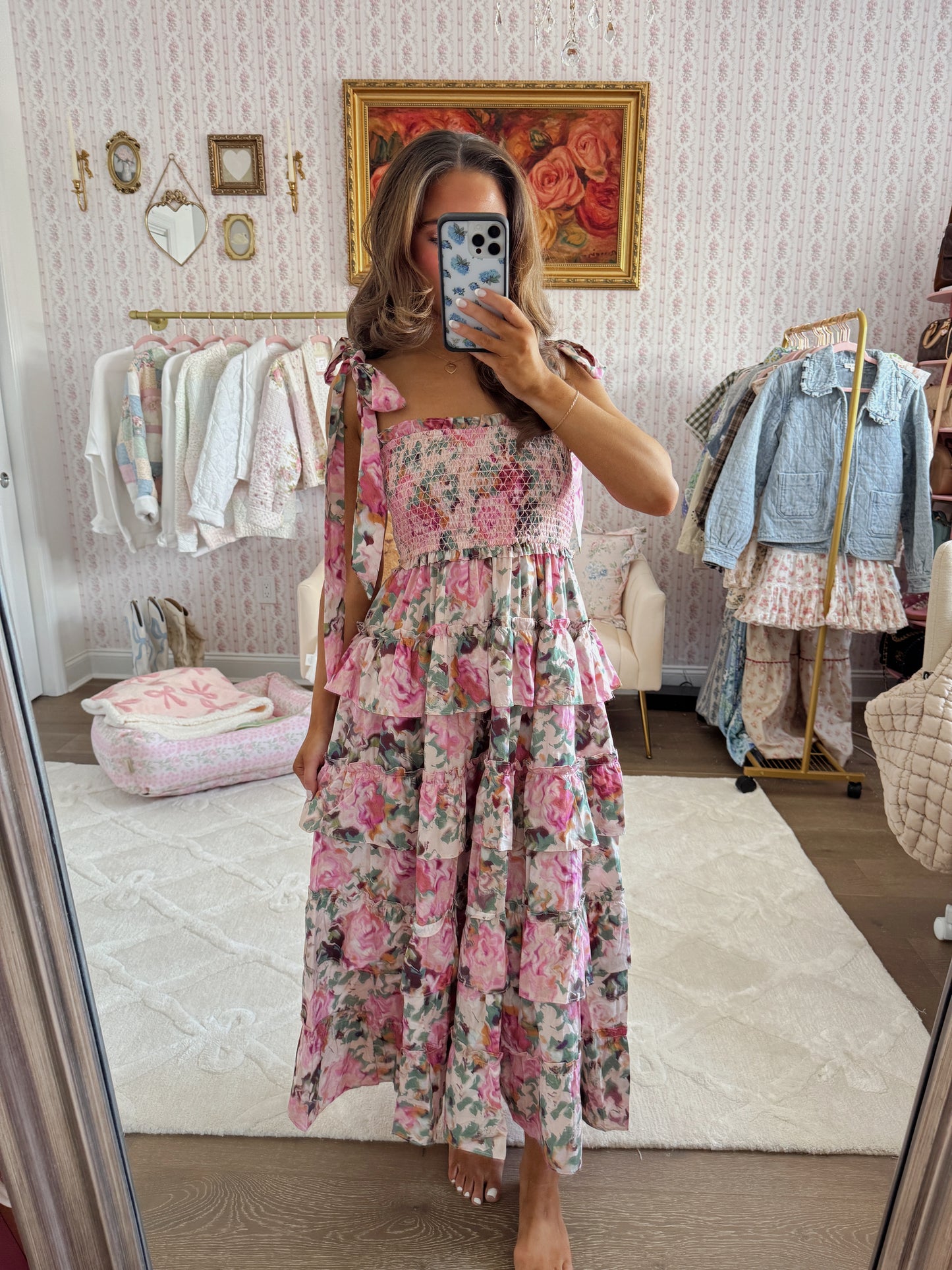 Berries & Cream Floral Midi Dress