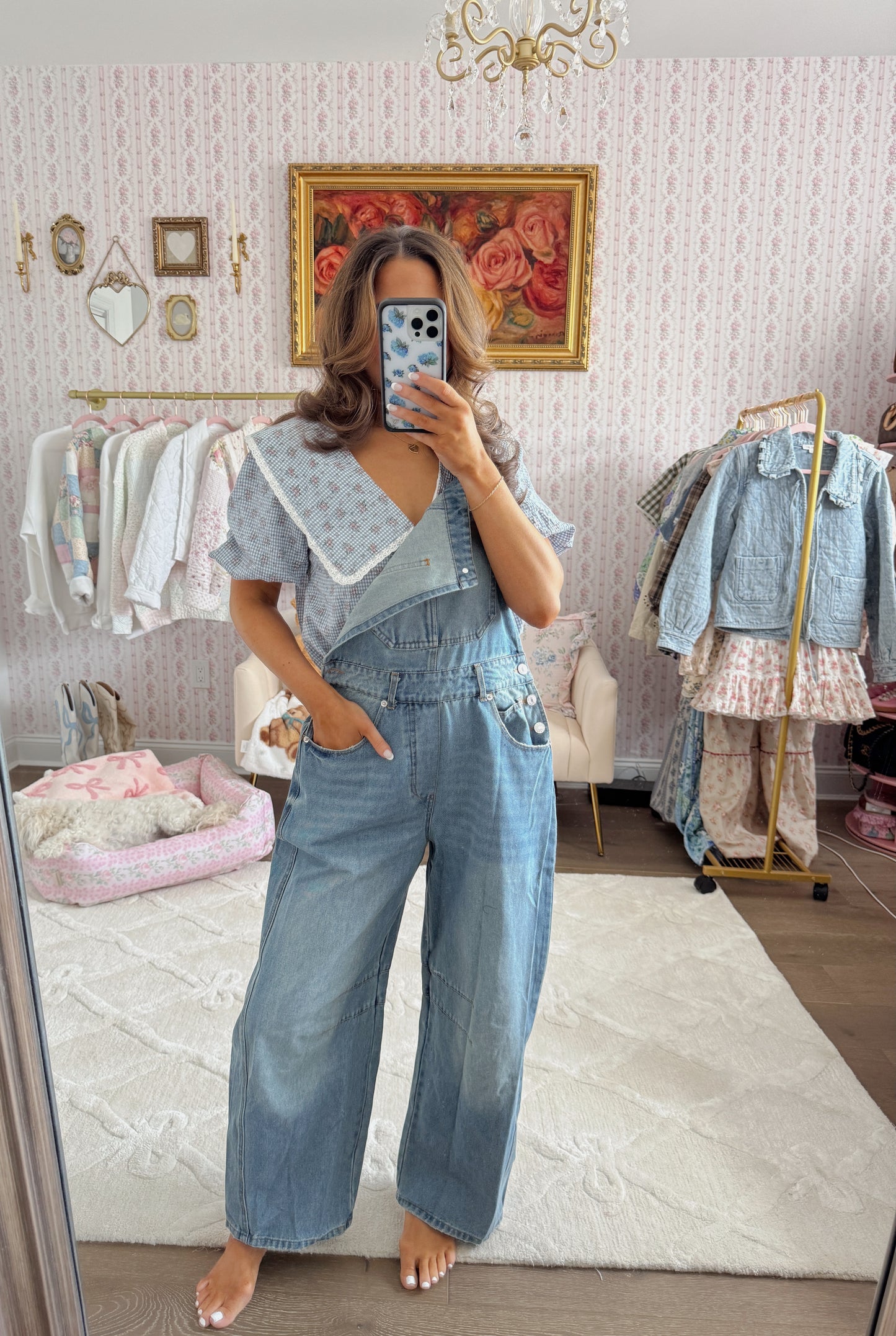 Denim Barrel Overalls
