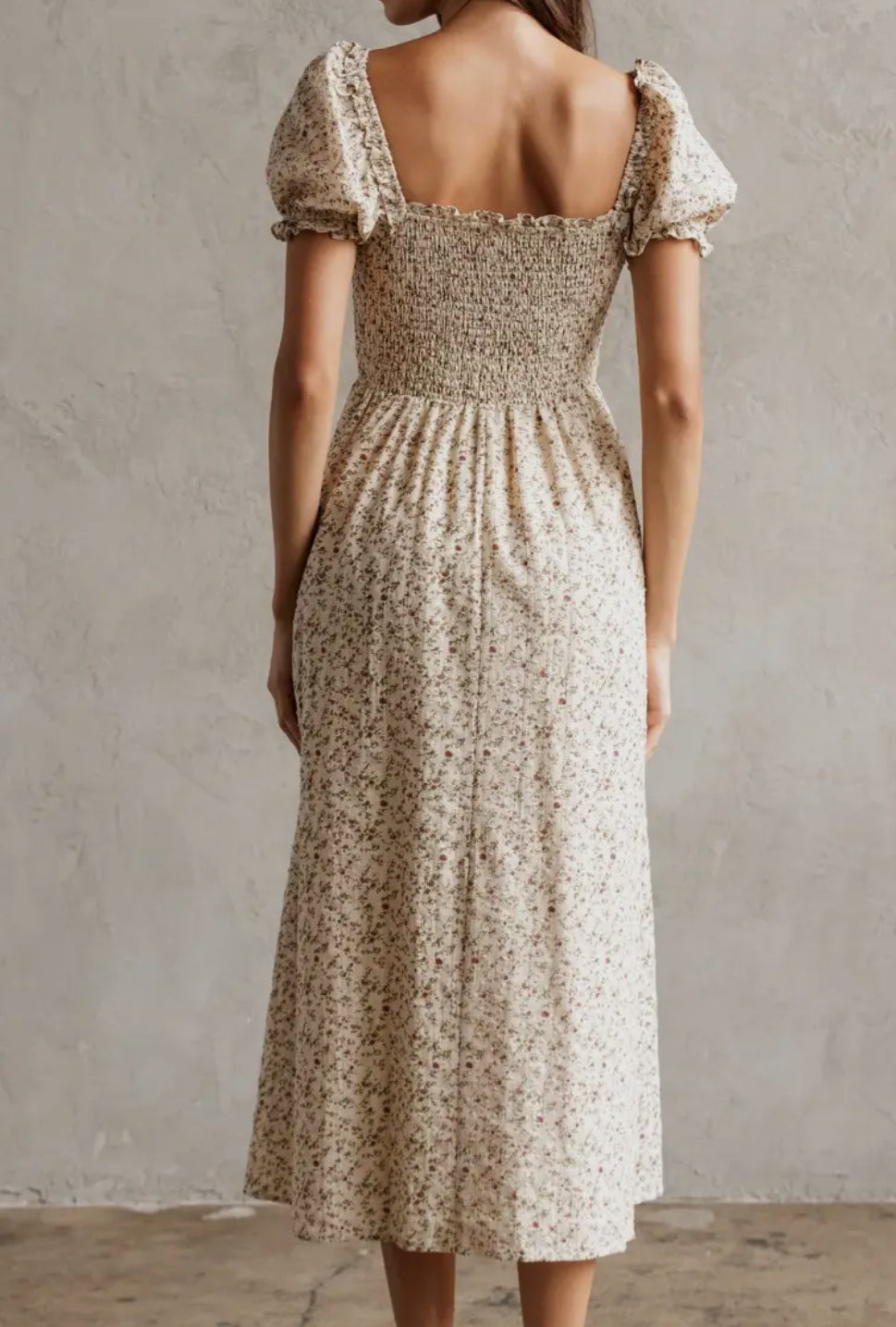 Cinnamon Hazelnut Puff Sleeve Midi Dress (pre-order now added Sep 1st)