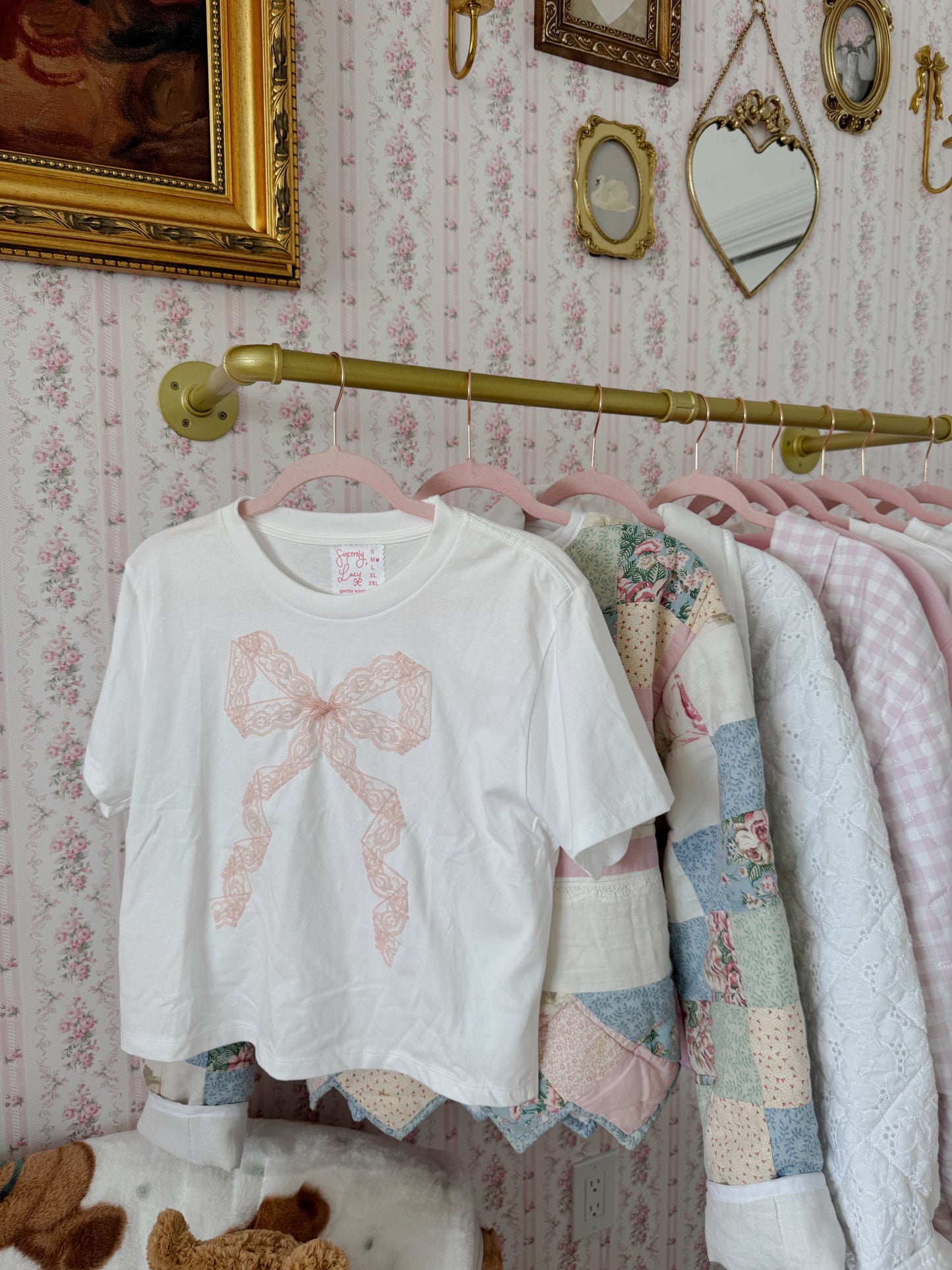 Sweet Peony Lace Bow Tee