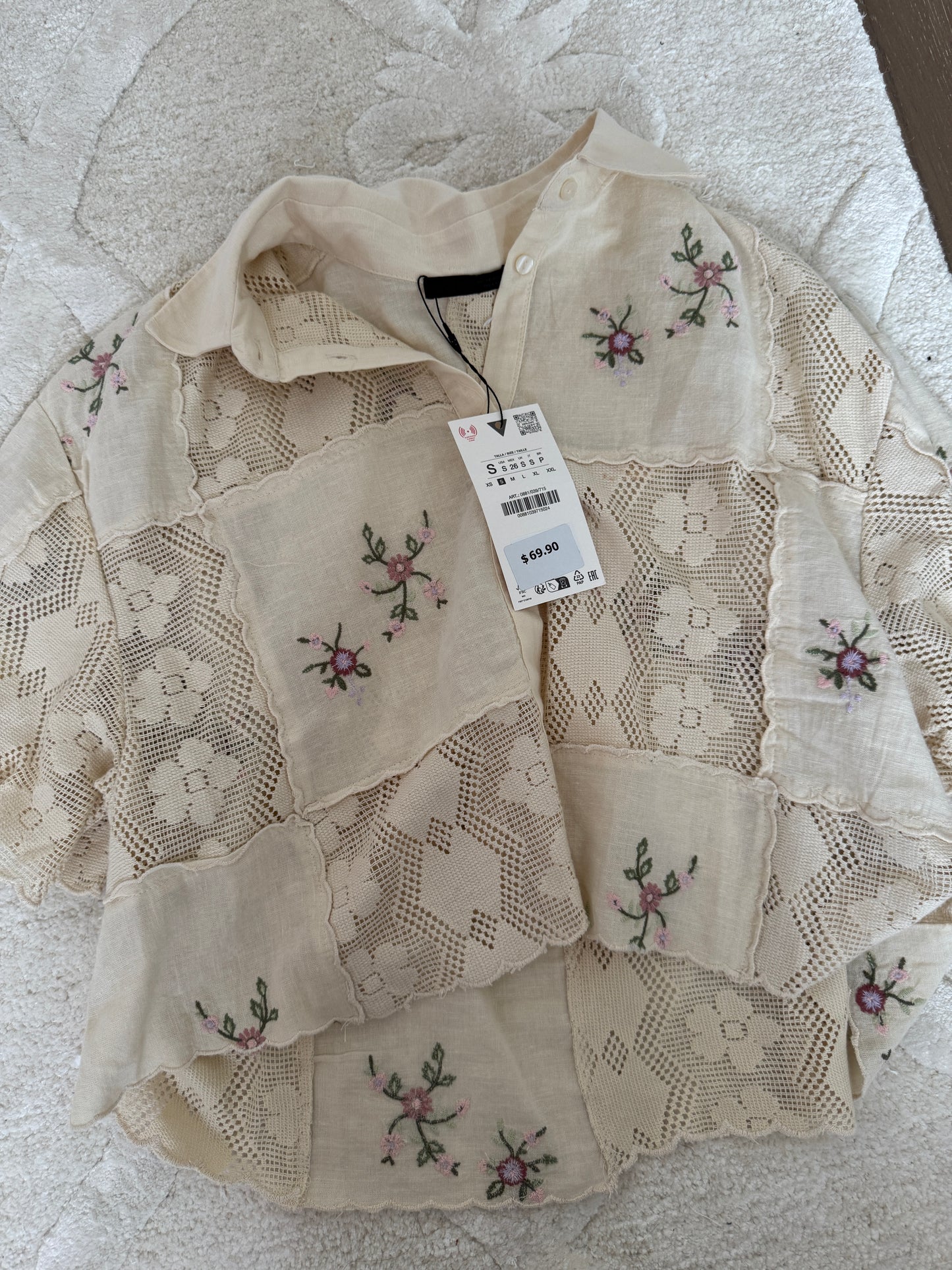 Zara lace eyelet top NWT SMALL