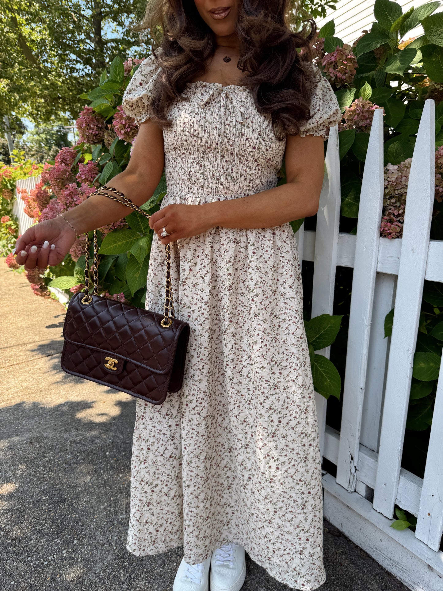 Cinnamon Hazelnut Puff Sleeve Midi Dress (pre-order now added Sep 1st)