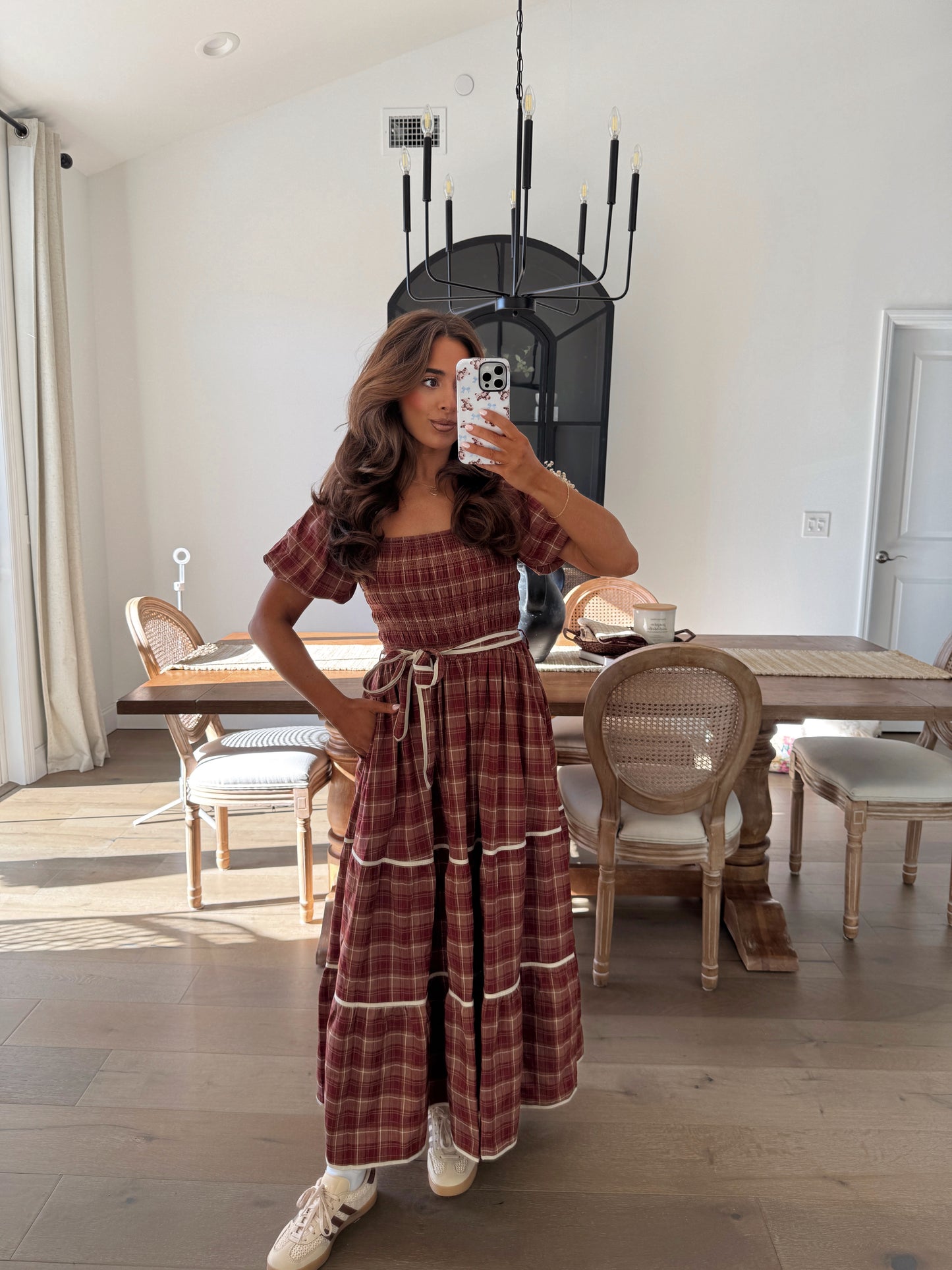 Apple Harvest Plaid Midi Dress