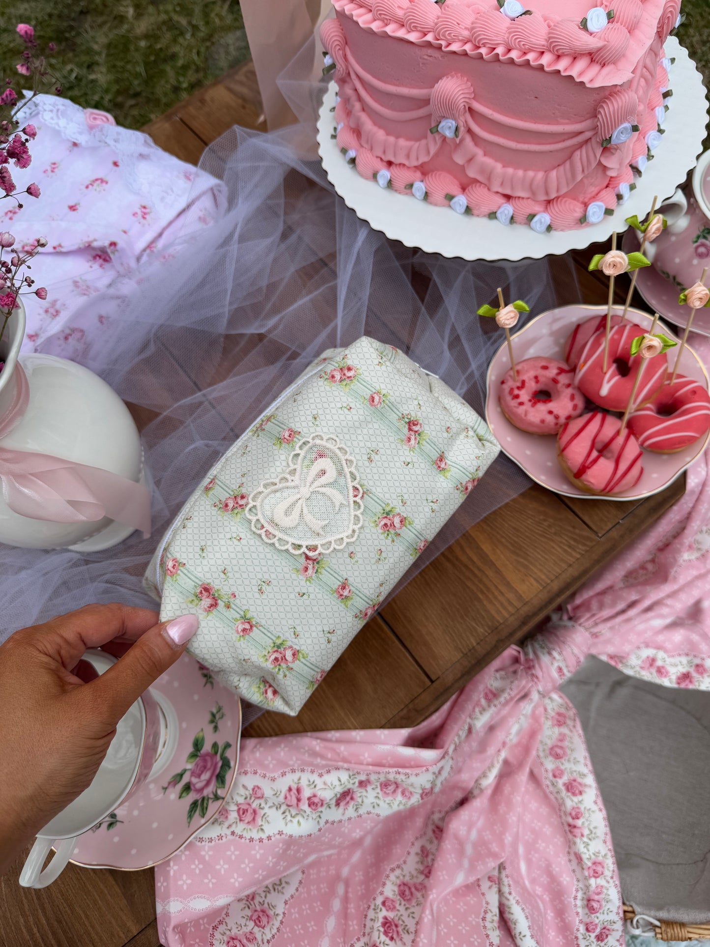 Petals & Promises Floral Vintage Cosmetic Bag