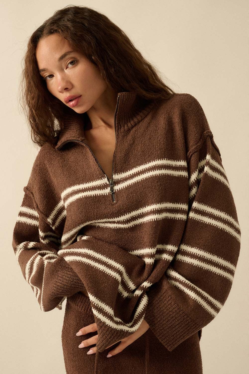 Caramel Cloud Zip Sweater