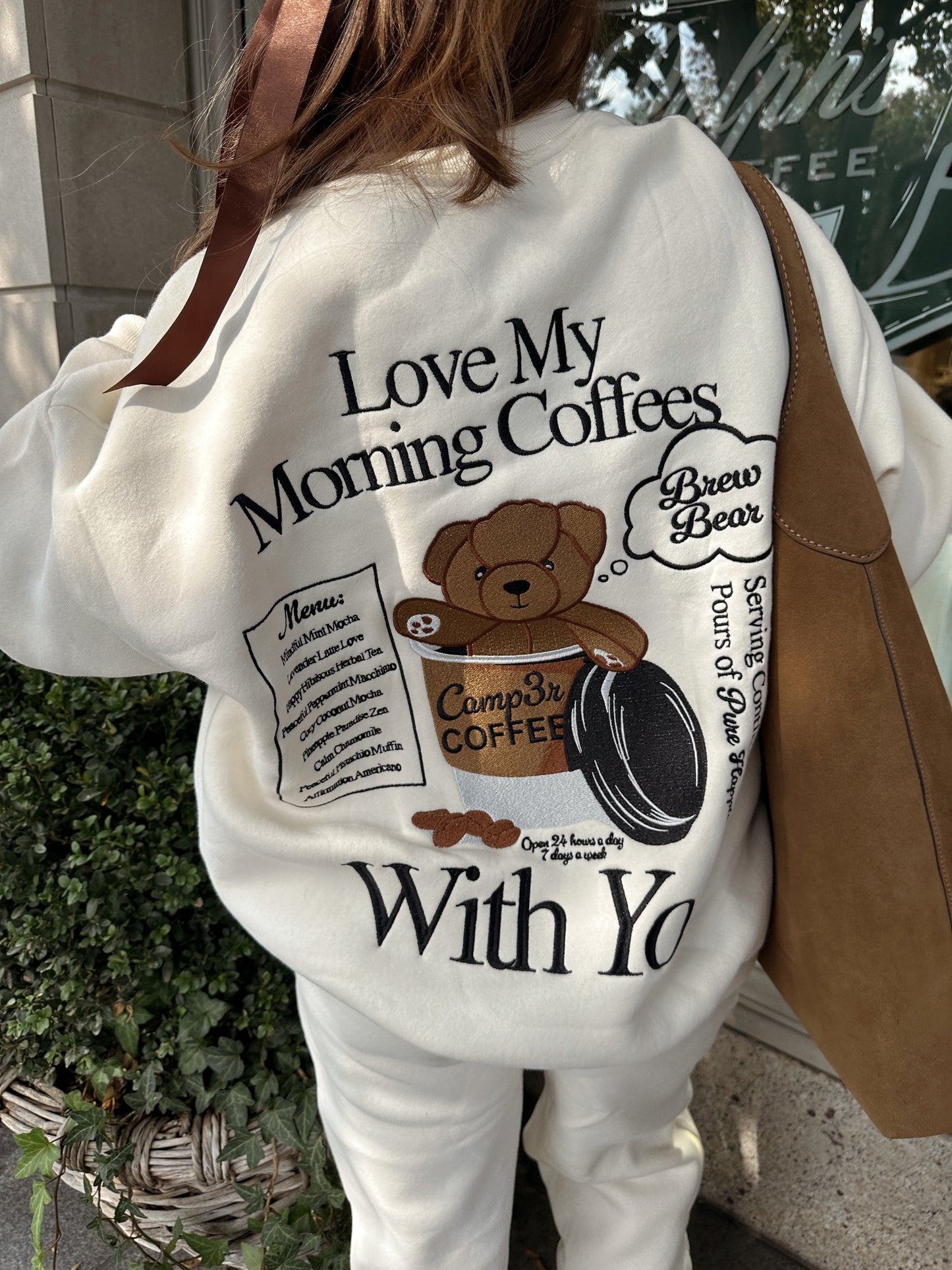 Brew Bear 🐻 Embroidered Sweatshirt Crew The Happy Camp3r