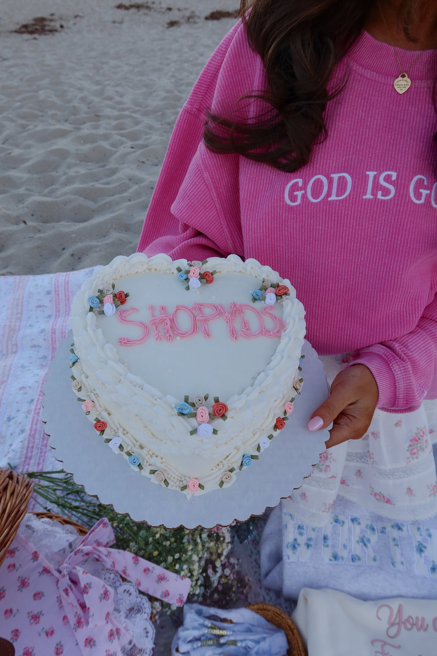 God is Good Corded Crew & Cross (Barbie Pink)-Custom Made PREORDER