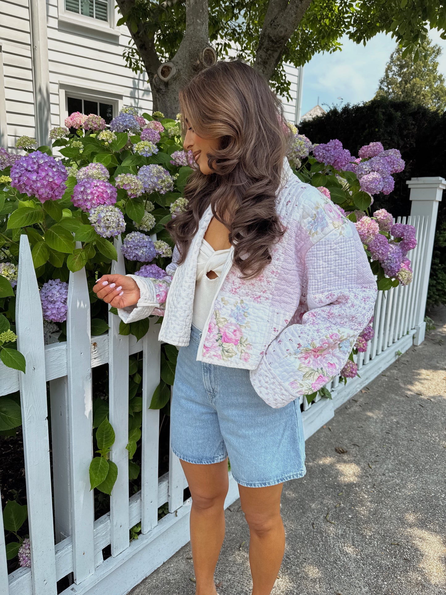 Lacey Floral Vintage Shabby Chic Bespoke Quilted Jacket PREORDER