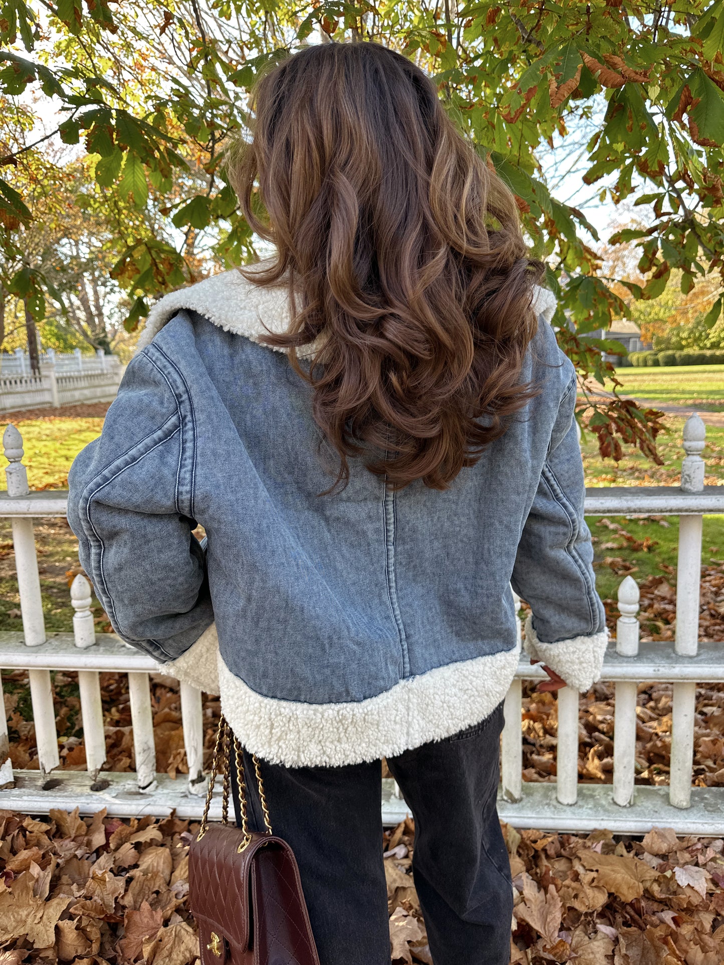 Country Christmas Denim Sherpa Jacket