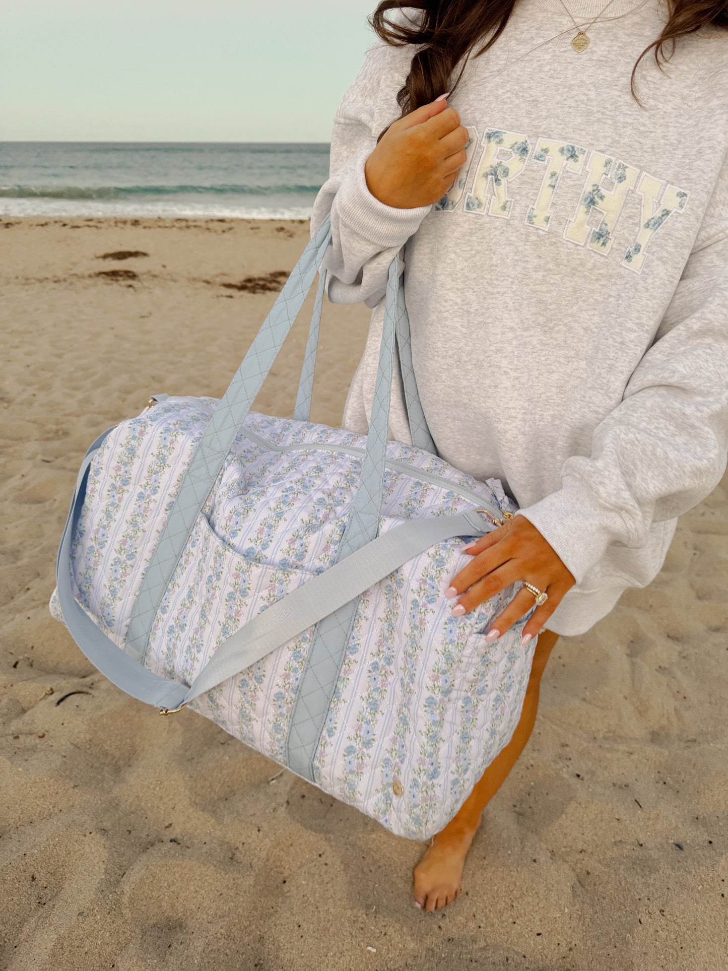 On-the-Go Quilted Weekender Bag-Petal Parade Blue