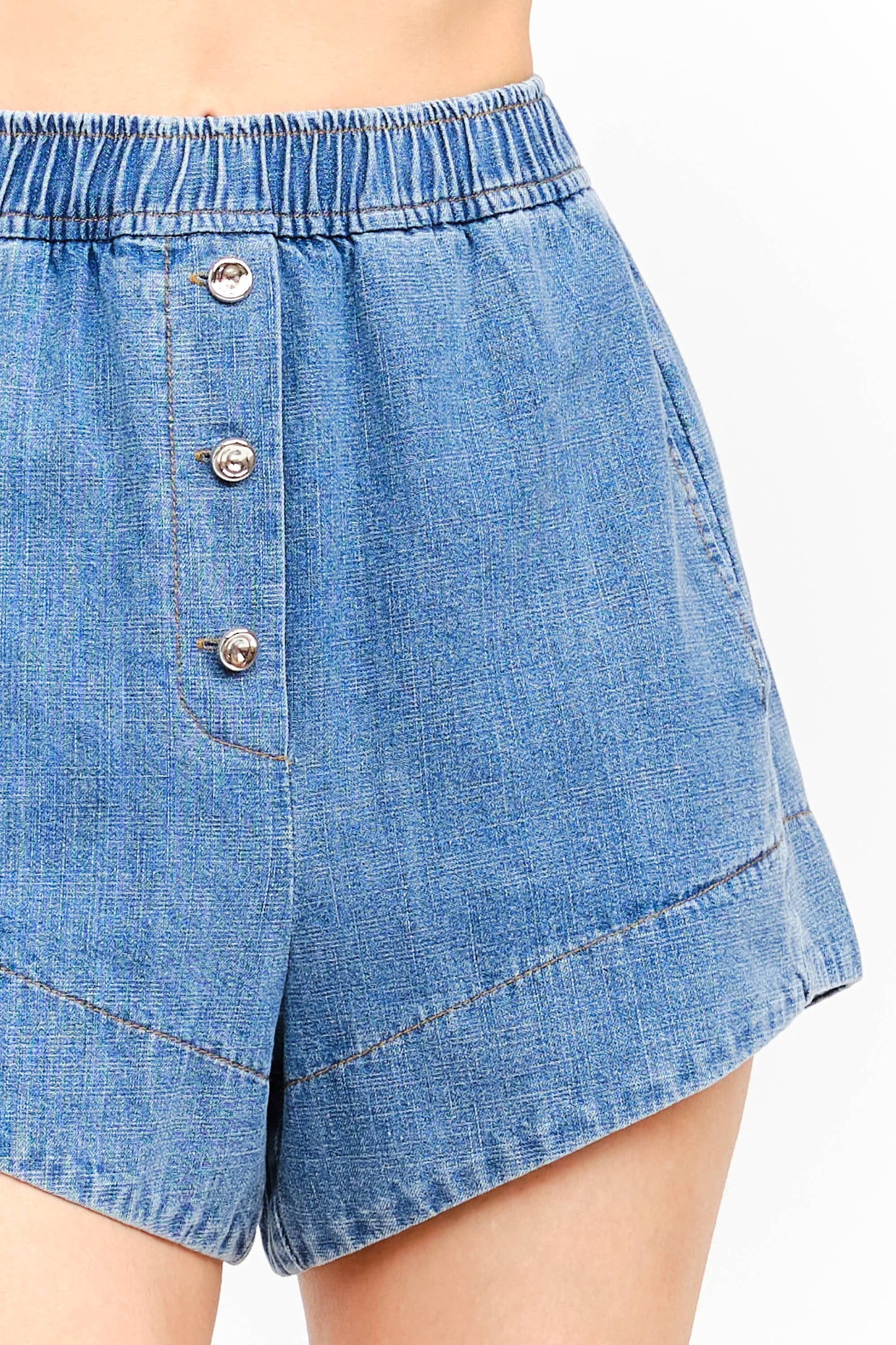 Ruffled Denim Autumn Short Set