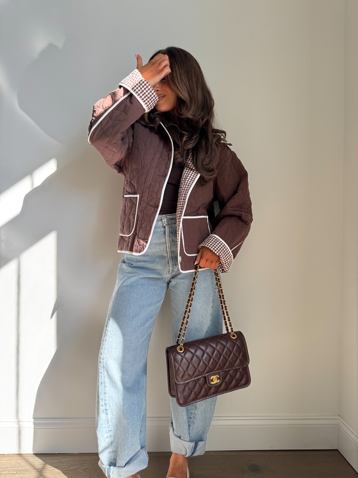 Cocoa Gingham Darling Jacket